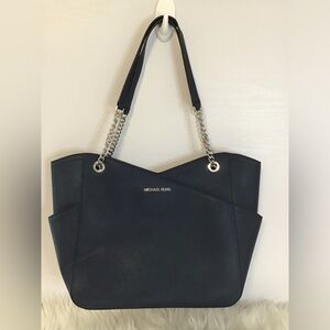 MICHAEL KORS JET SET TRAVEL CHAIN SHOULDER TOTE BAG PURSE BLUE